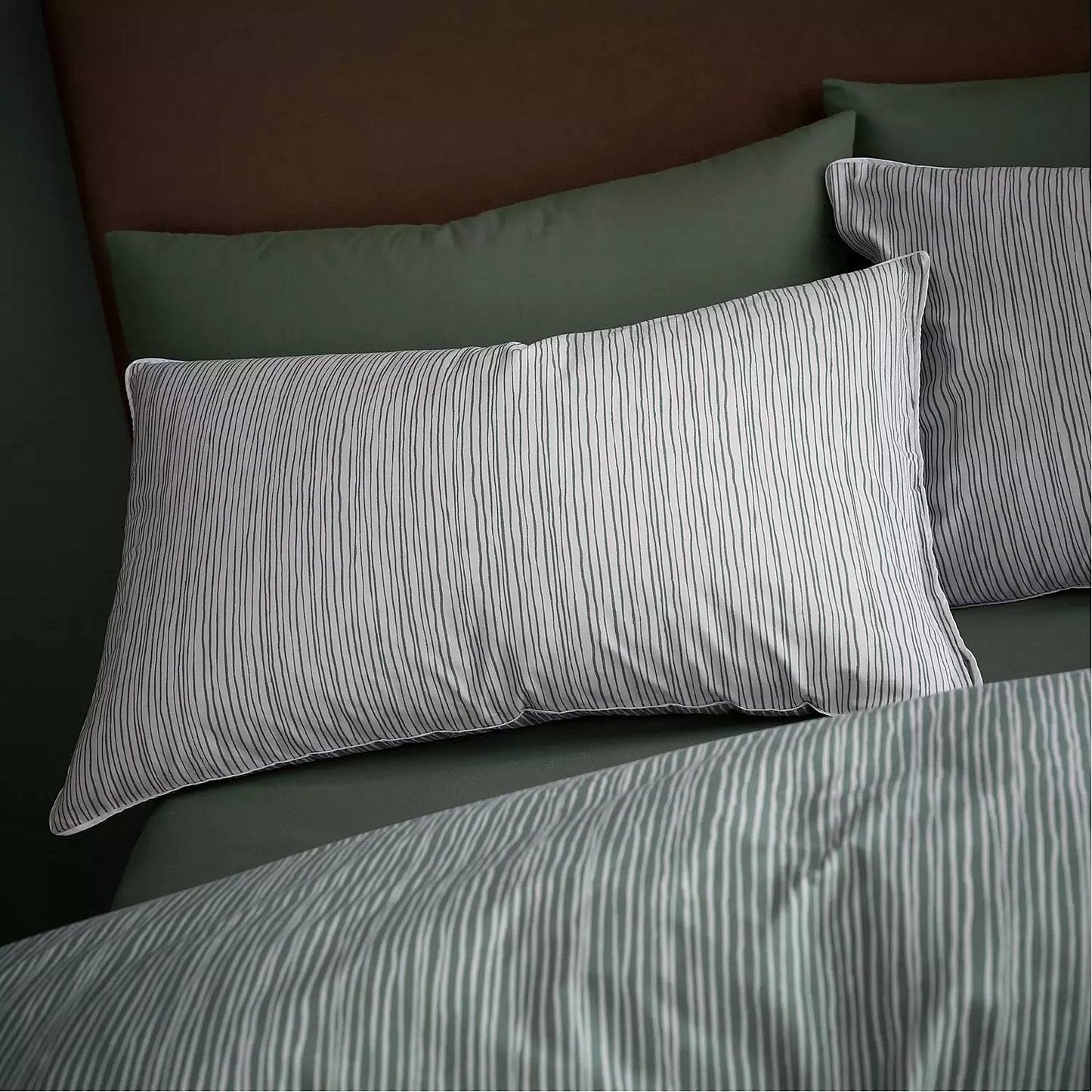 TERENCE CONRAN RUPERT COTTON STRIPE GREEN DUVET SET