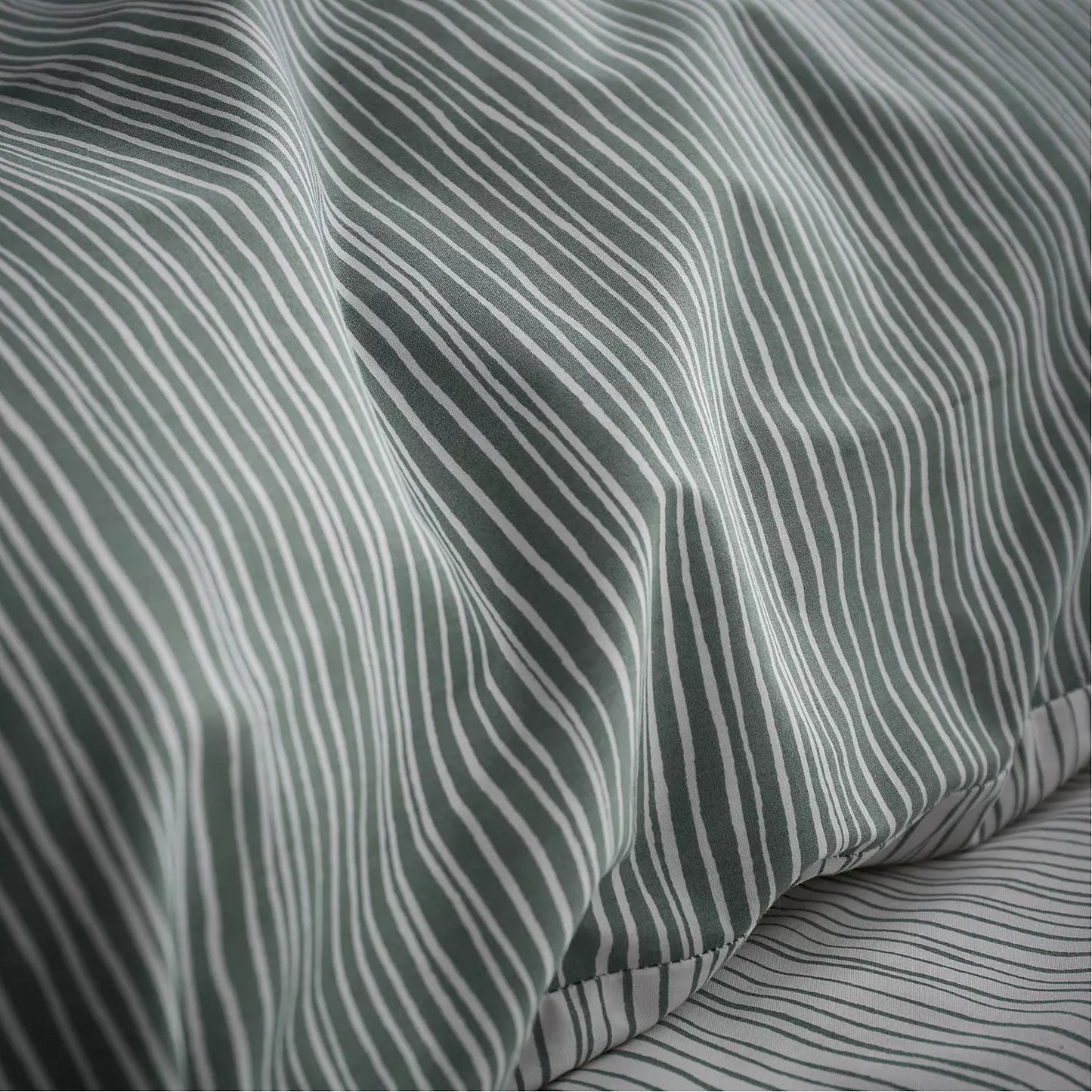 TERENCE CONRAN RUPERT COTTON STRIPE GREEN DUVET SET