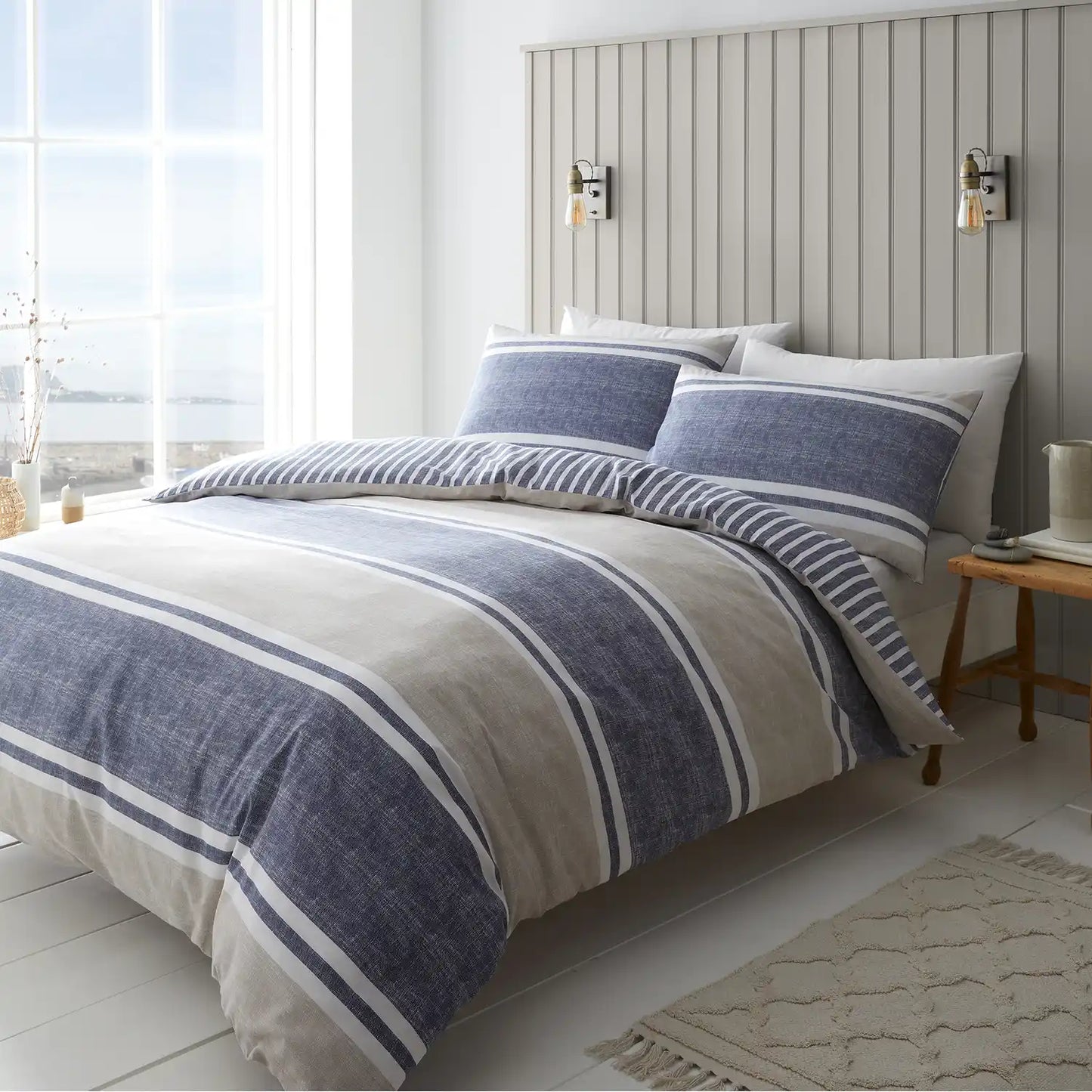 CATHERINE LANSFIELD TEXTURED BANDED STRIPE DUVET SET