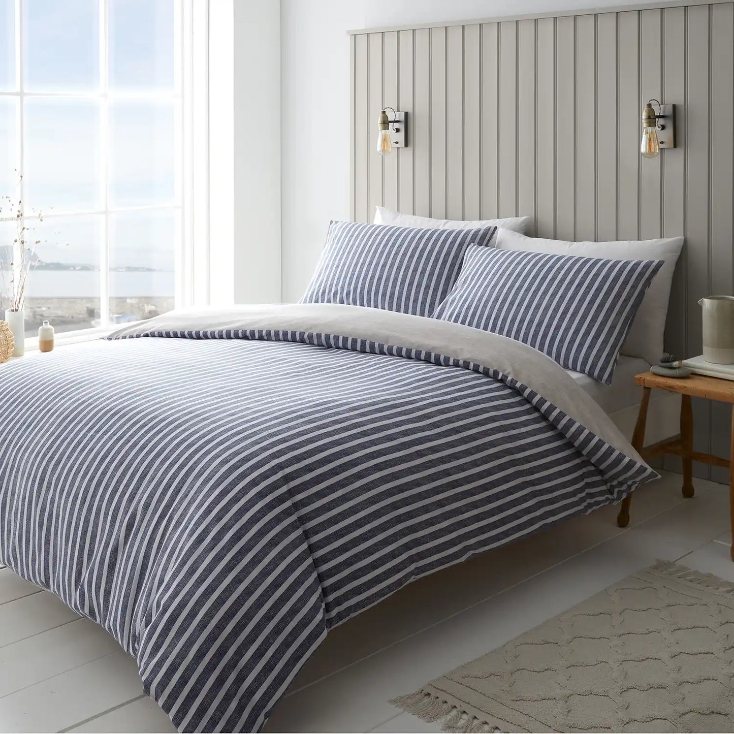CATHERINE LANSFIELD TEXTURED BANDED STRIPE DUVET SET