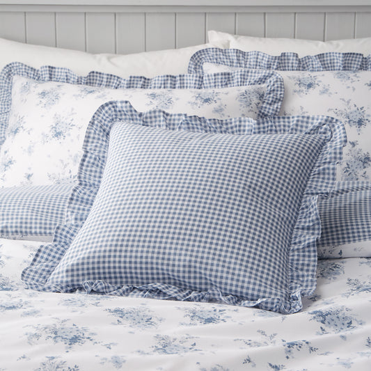 LUCIE CHECK BLUE CUSHION
