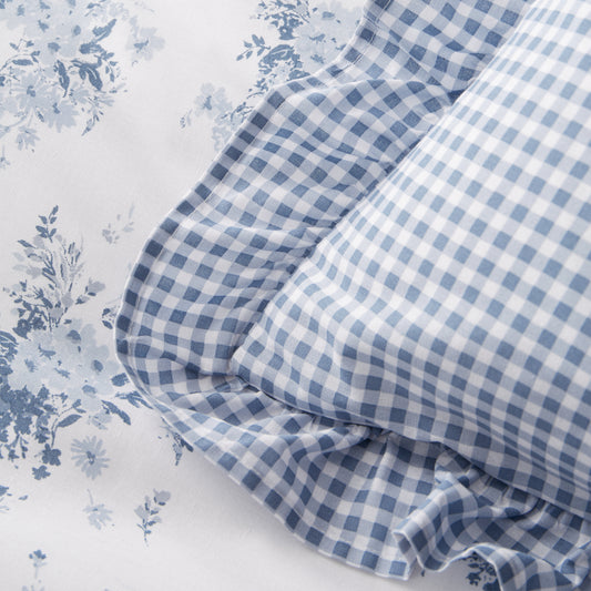 LUCIE CHECK BLUE CUSHION