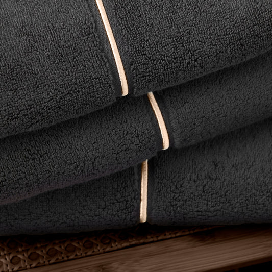 ZERO TWIST SATIN STITCH HAND TOWEL BLACK