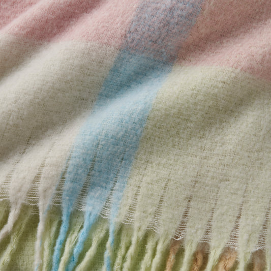 FAUX MOHAIR CHECK THROW PASTEL