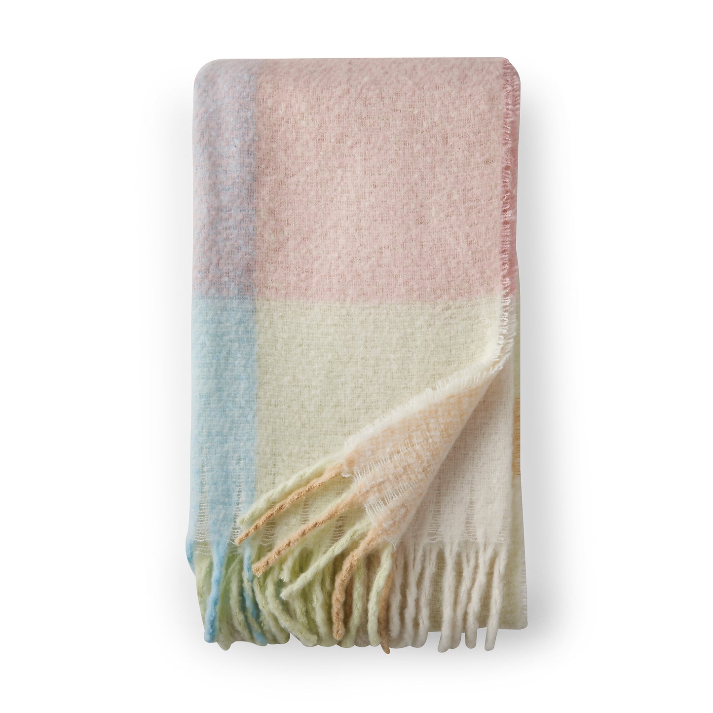 FAUX MOHAIR CHECK THROW PASTEL
