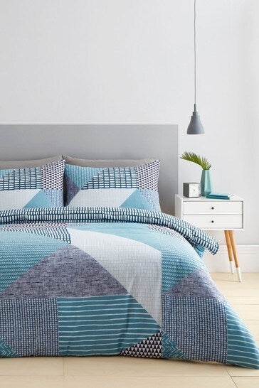 CATHERINE LANSFIELD LARSSON GEO TEAL DOUBLE DUVET SET