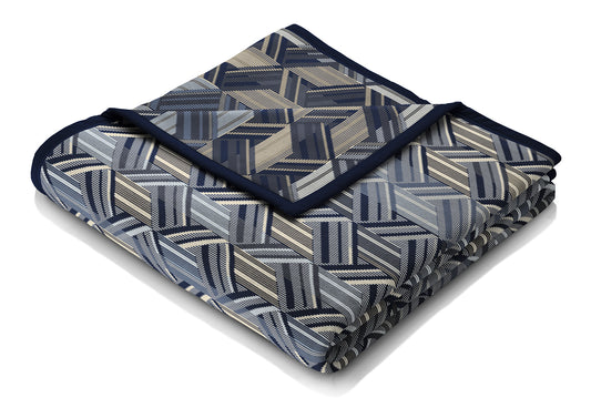 BIEDERLACK COTTON RICH PARQUET BLUE THROW