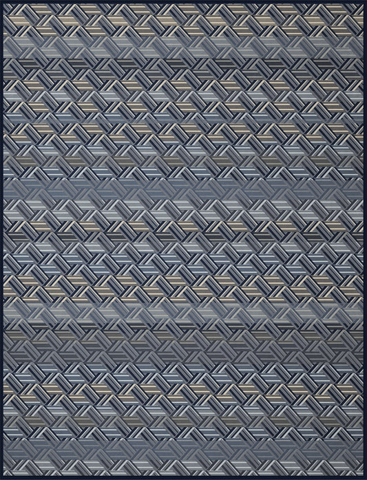 BIEDERLACK COTTON RICH PARQUET BLUE THROW
