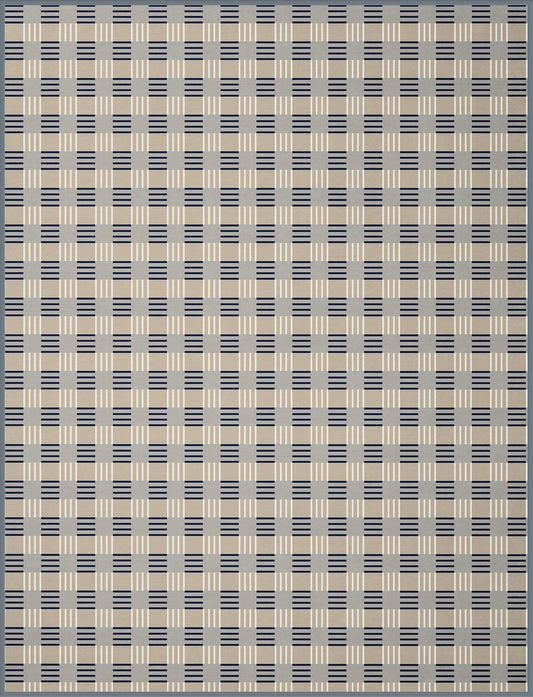 BIEDERLACK COTTON RICH BLOCK CHECK BLUE THROW