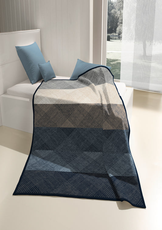 BIEDERLACK COTTON RICH HATCH BLUE THROW