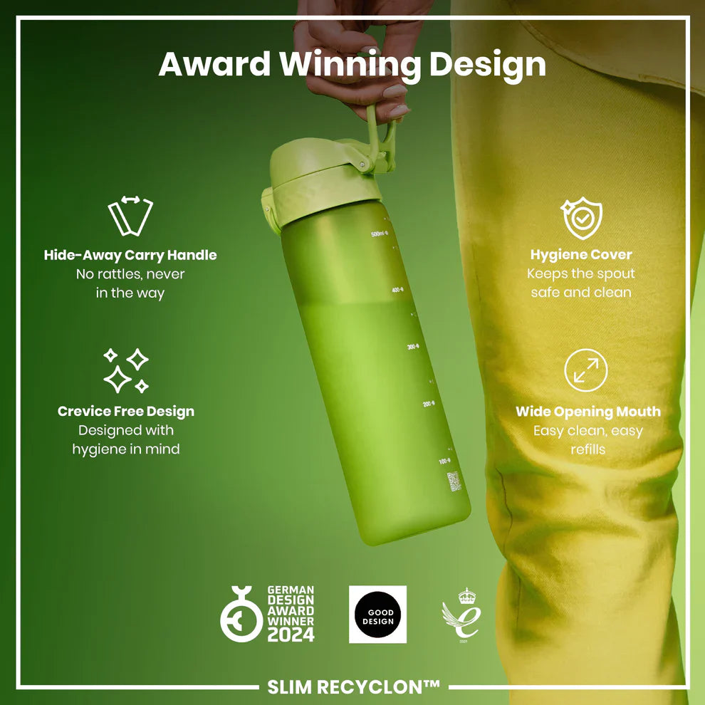 Ion8 Slim Water Bottle Green 500ml