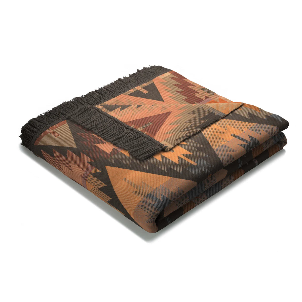 BIEDERLACK IKAT DIAMOND CHARCOAL/ORANGE 140X180