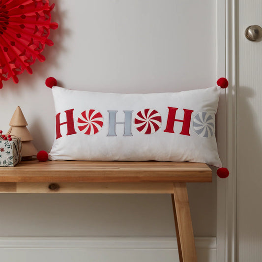 HO HO HO WHITE/RED FILLED CUSHION