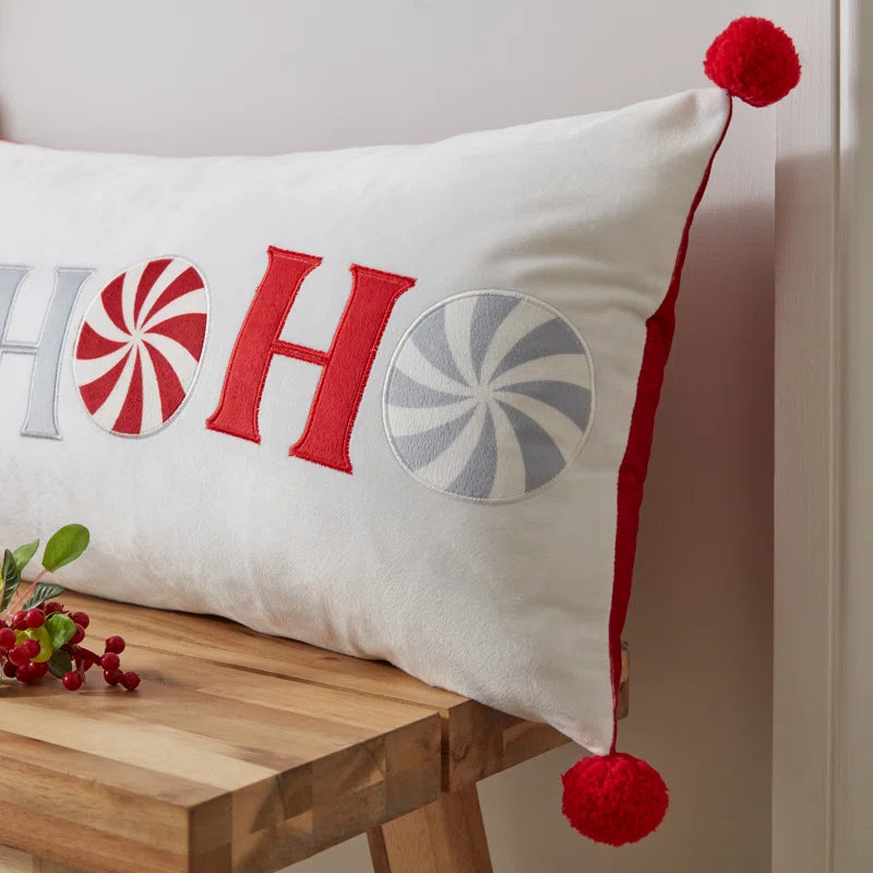 HO HO HO WHITE/RED FILLED CUSHION