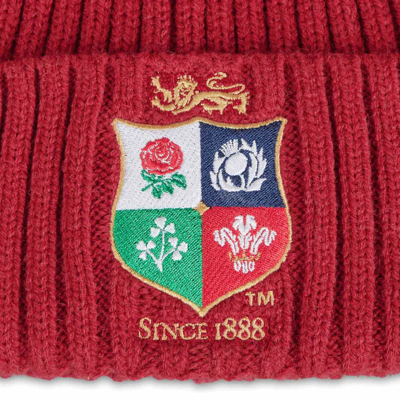 LIONS FLEECE BEANIE HAT RED