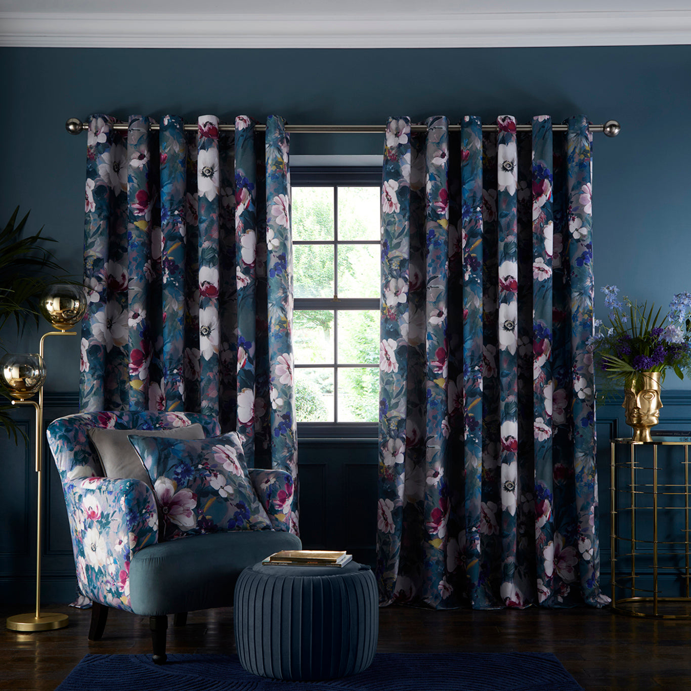 STUDIO G BOUQUET LINED EYELET CURTAINS