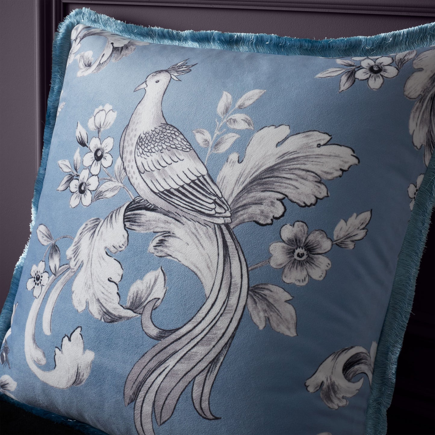 BRIDGERTON REGAL FLORAL CUSHION BLUE