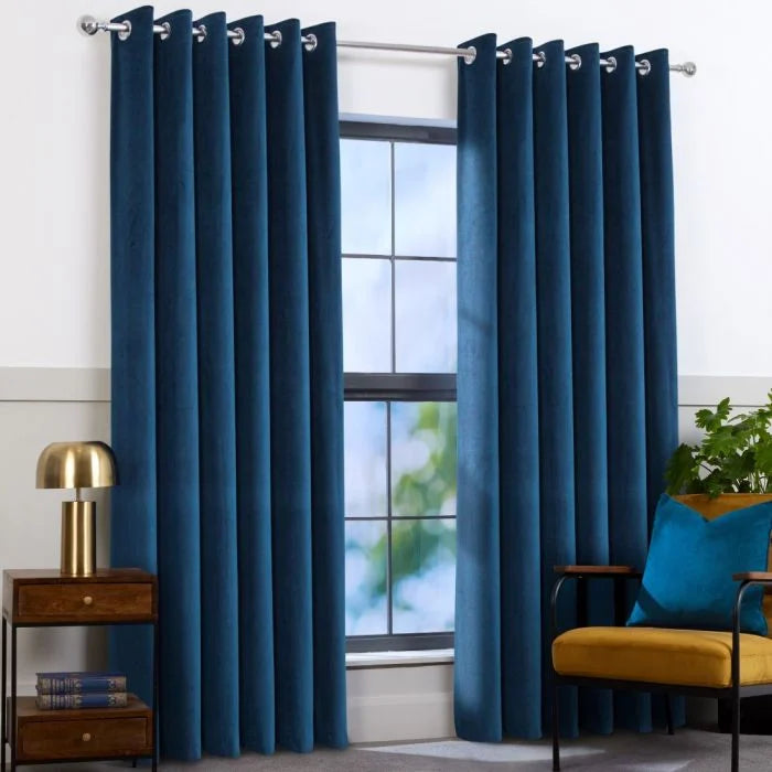 ASPEN NAVY EYELET CURTAINS 66" X 72"