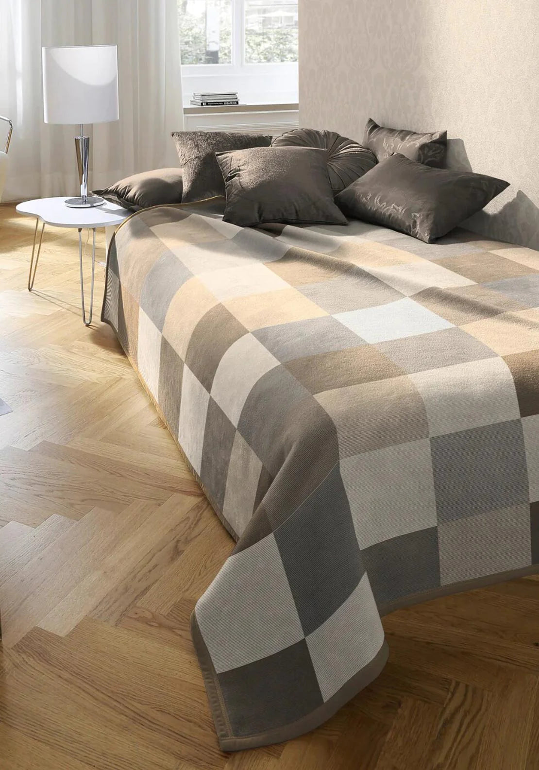 COTTON HOME CHECK NATURAL 140 X 180CM