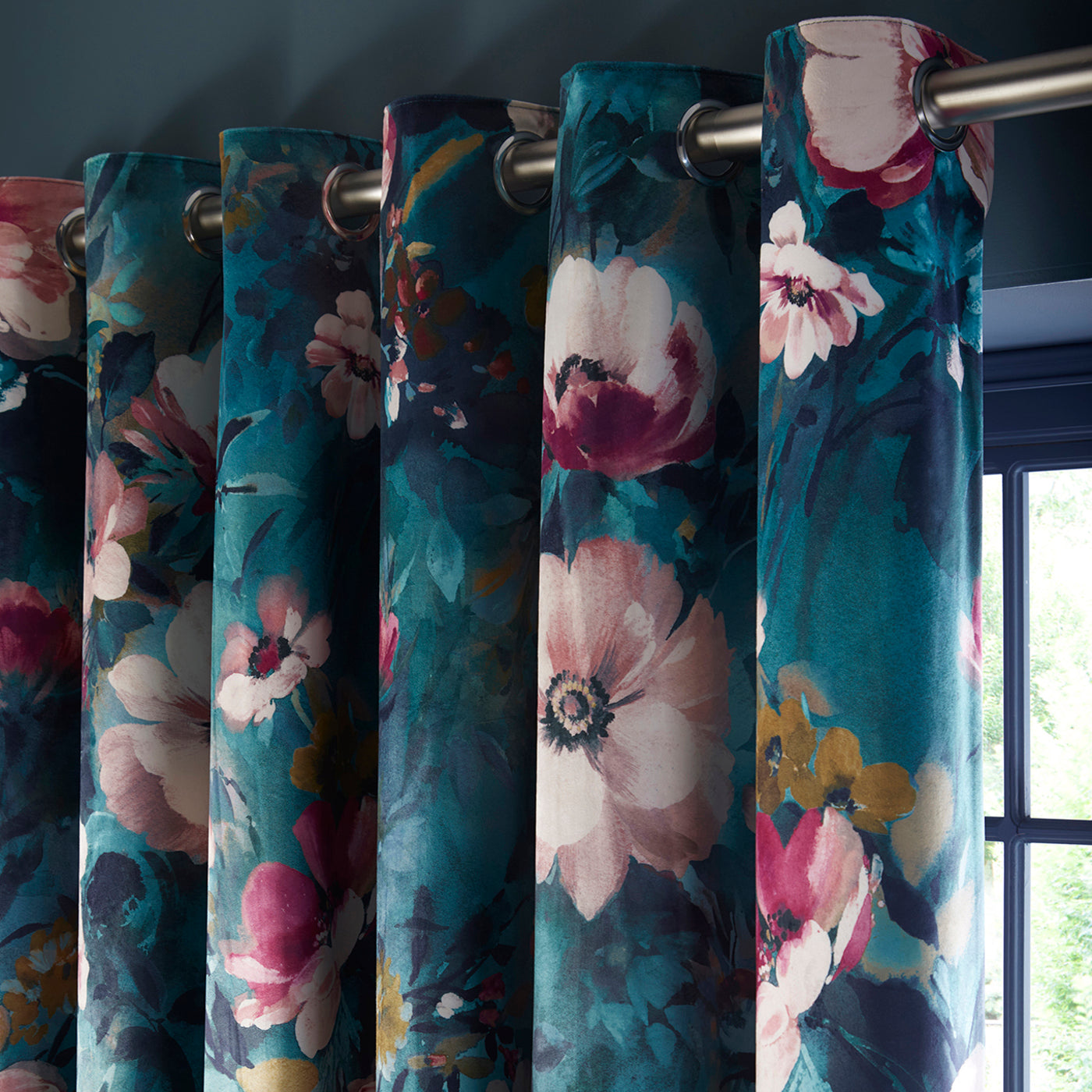 STUDIO G BOUQUET LINED EYELET CURTAINS