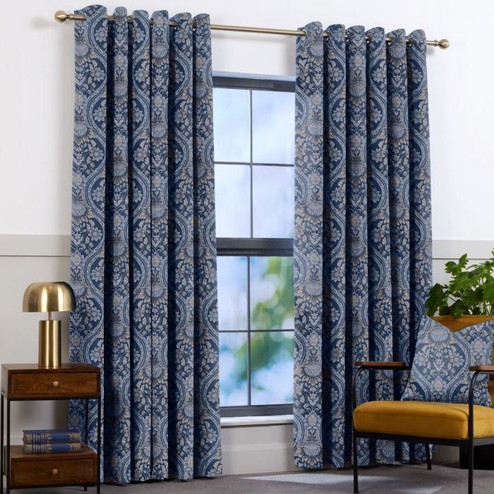 BROMPTON NAVY EYELET CURTAIN 90"X90"