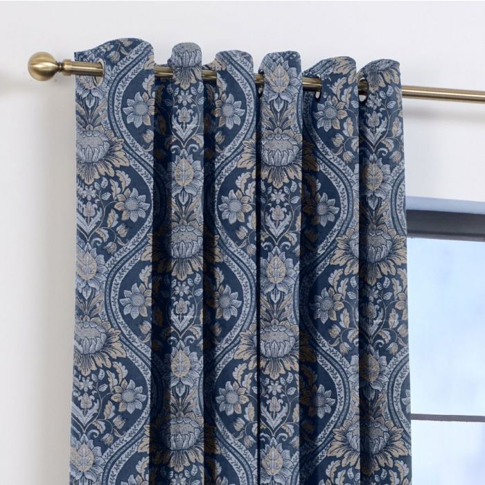 BROMPTON NAVY EYELET CURTAIN 90"X90"