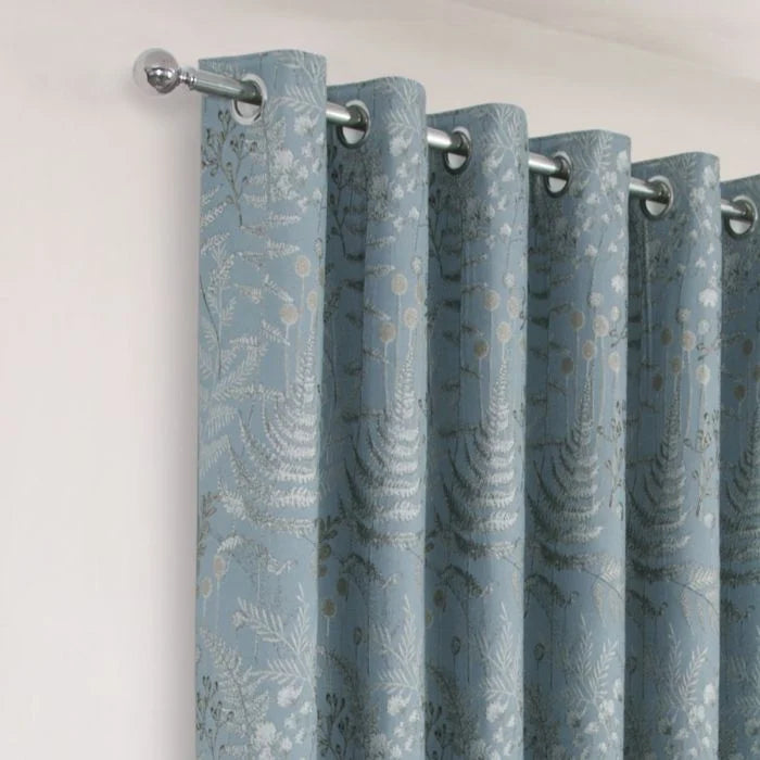 FOLIAGE AZURE EYELET CURTAINS 90"X90"