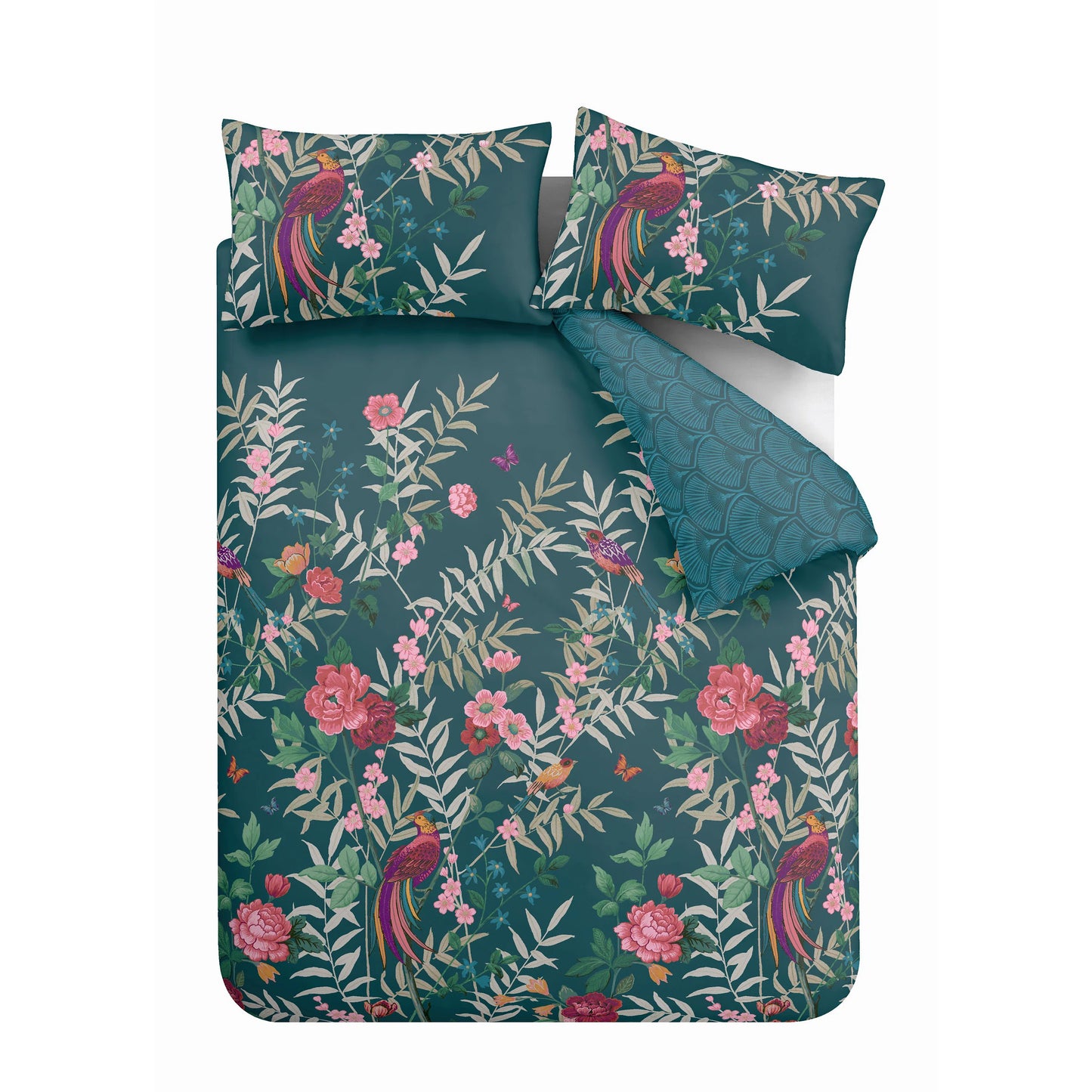 CATHERINE LANSFIELD TROPICAL FLORAL BIRDS DOUBLE DUVET SET