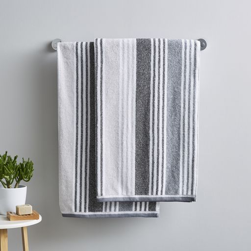 KELSO STRIPE TOWEL CHARCOAL