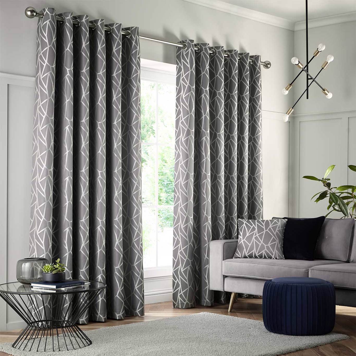 STUDIO G COMO EYELET CURTAIN PEWTER 90"X90"