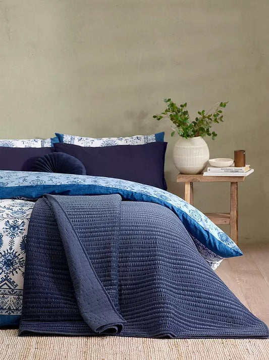 VELVET PINSONIC NAVY BEDSPREAD 220X220