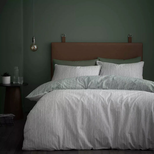 TERENCE CONRAN RUPERT COTTON STRIPE GREEN DUVET SET