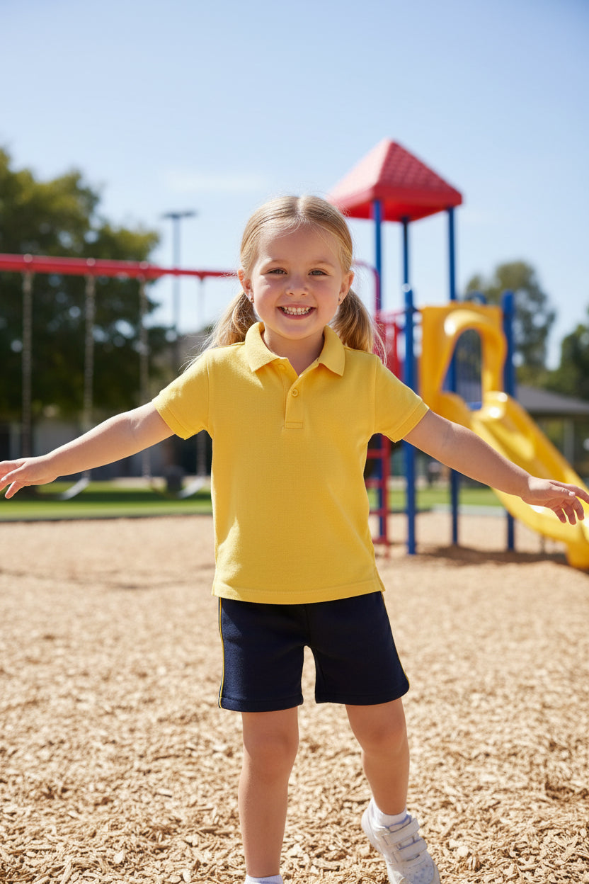 NAVY SHORTS YELLOW PIPING