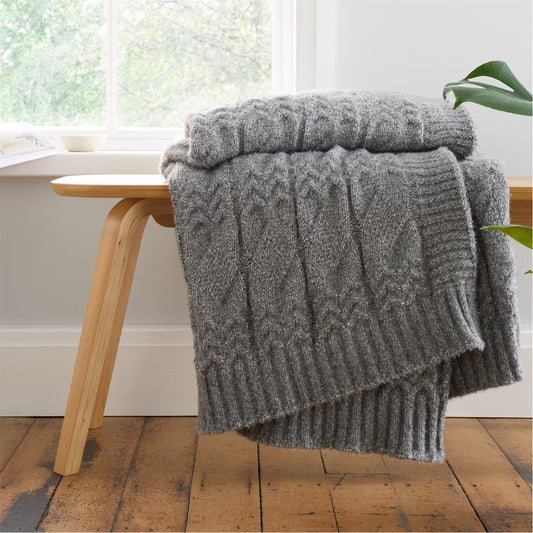 CABLE KNIT THROW 150X200