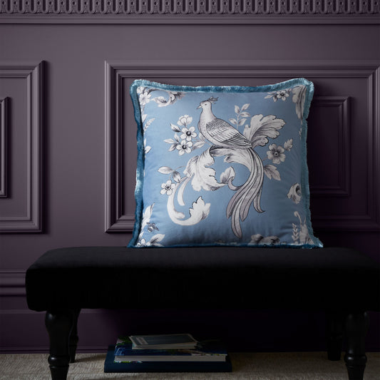 BRIDGERTON REGAL FLORAL CUSHION BLUE