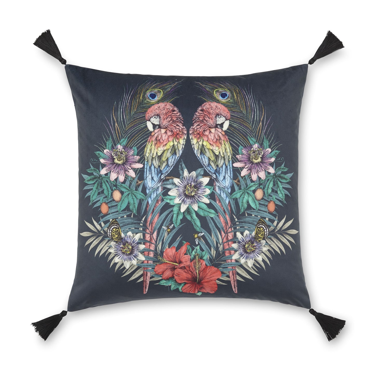 PARROT CUSHION 50X50 NAVY