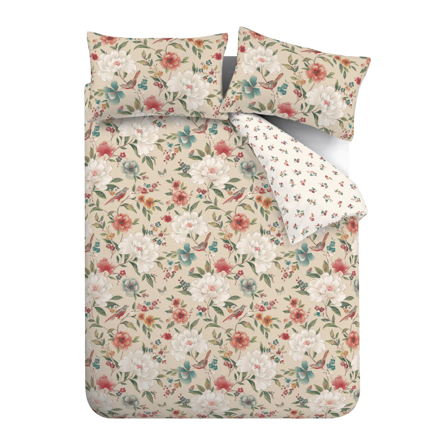 PIPPA FLORAL BIRDS NATURAL DUVET SET