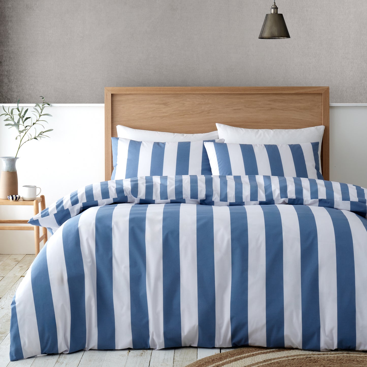 COVE STRIPE DUVET SET BLUE