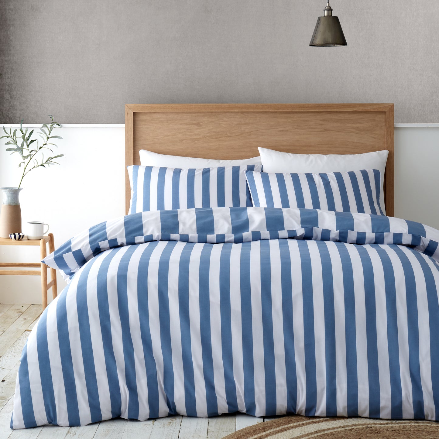 COVE STRIPE DUVET SET BLUE