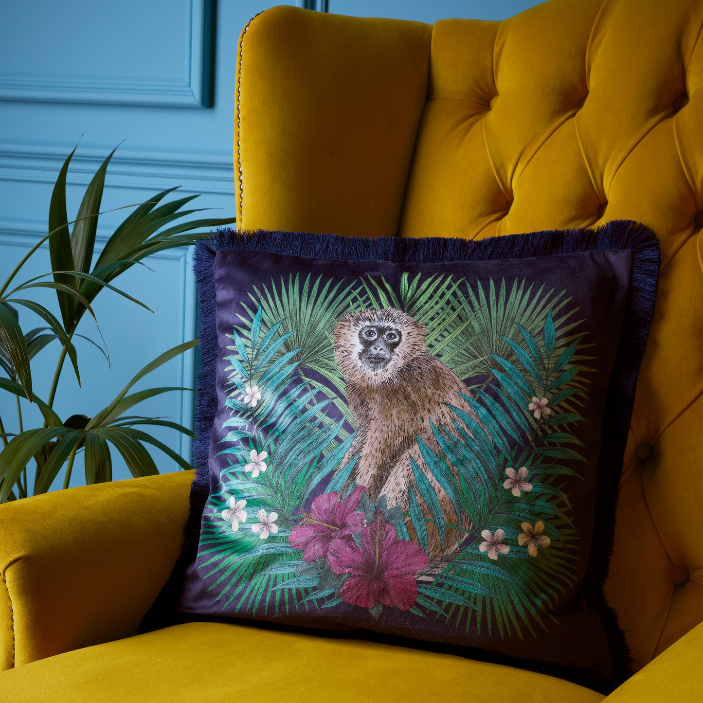 MONKEY NAVY CUSHION 50X50CM