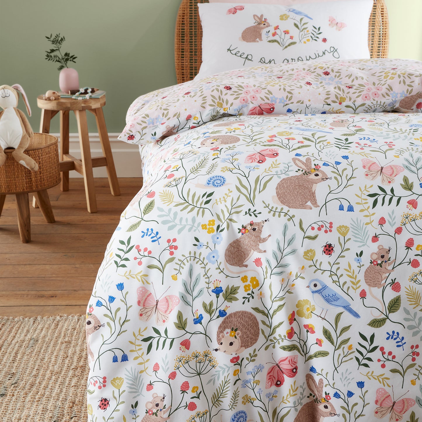 GARDEN ANIMALS WHITE DUVET SET