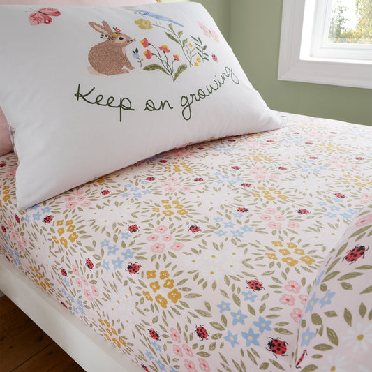 GARDEN ANIMALS WHITE FITTED SHEET