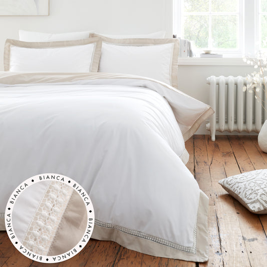 OXFORD LACE TRIM NATURAL DUVET SET