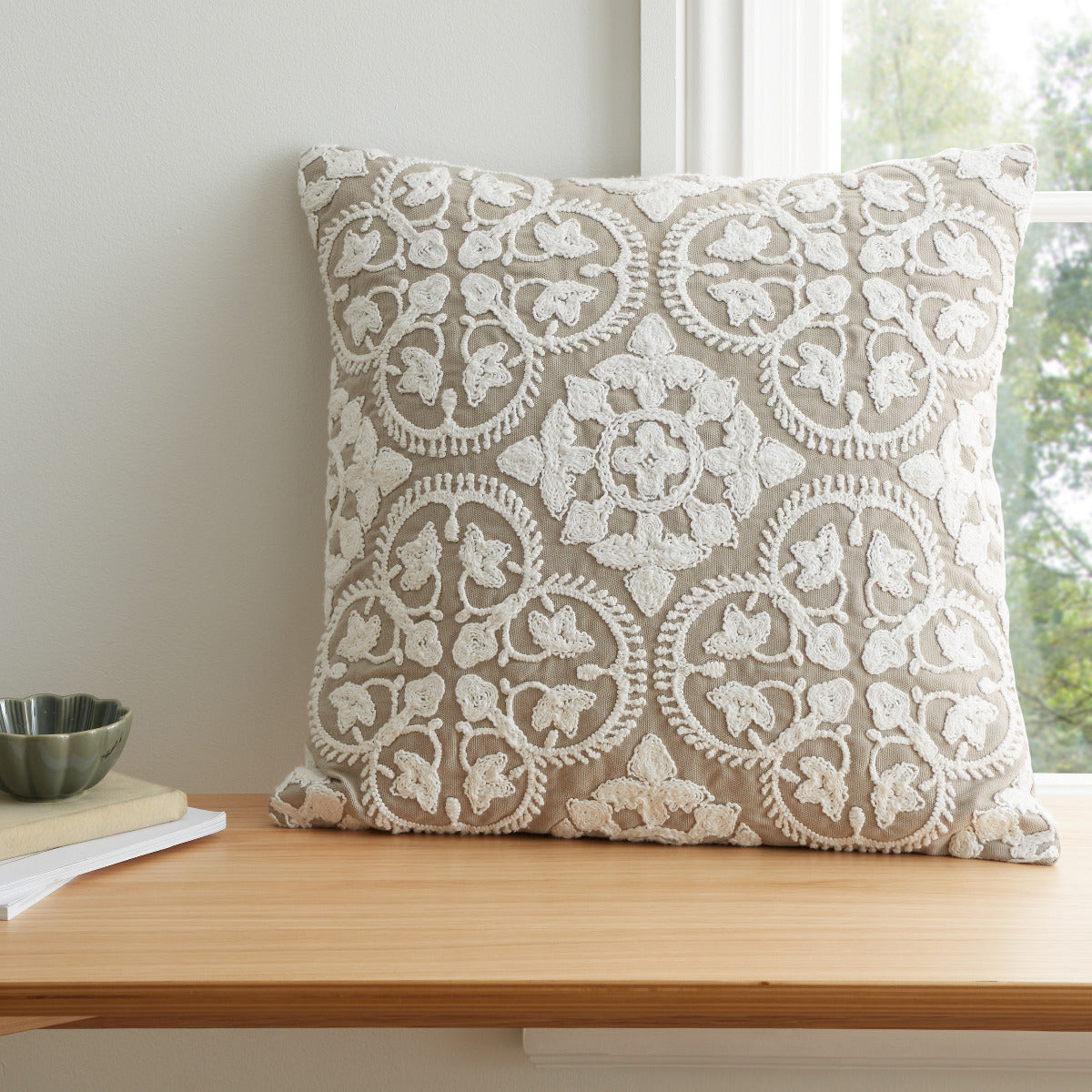 BIANCA TUSCANY TRELLIS GREY CUSHION 45X45CM