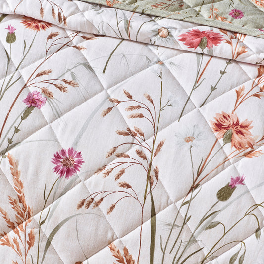 BRUSHED GRASMERE FLORAL BEDSPREAD 200X220CM