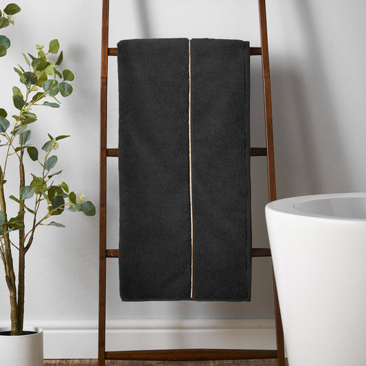 ZERO TWIST SATIN STITCH HAND TOWEL BLACK