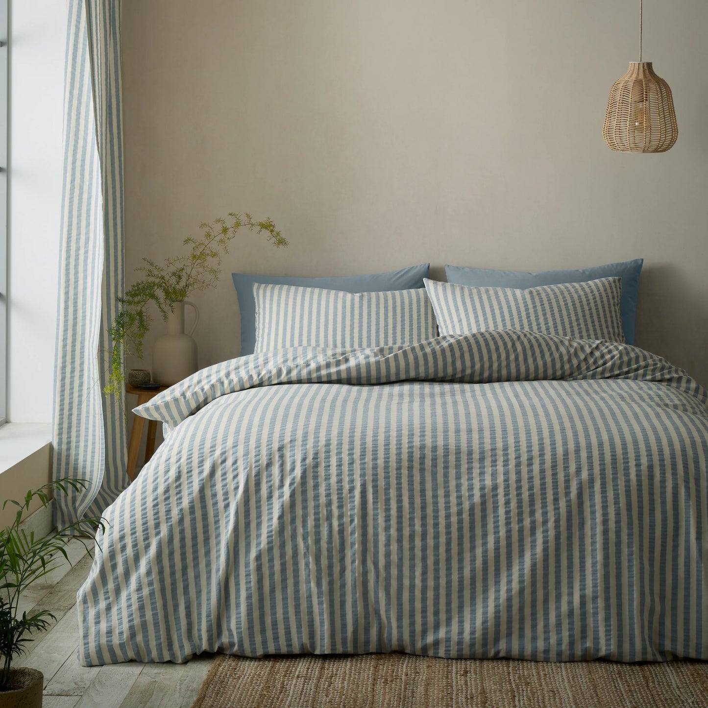 COTTON RICH WOVEN STRIPE QUILT SET