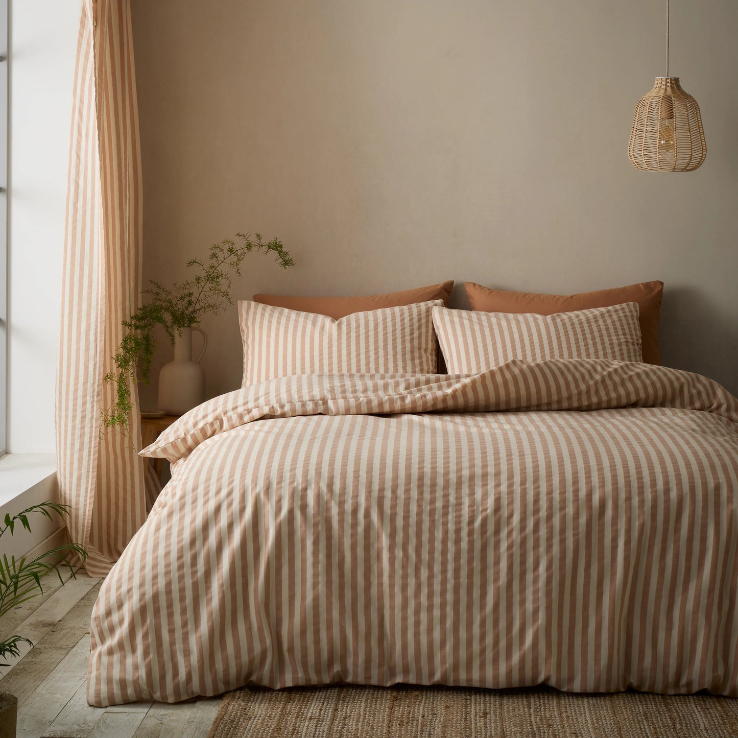 COTTON RICH WOVEN STRIPE QUILT SET