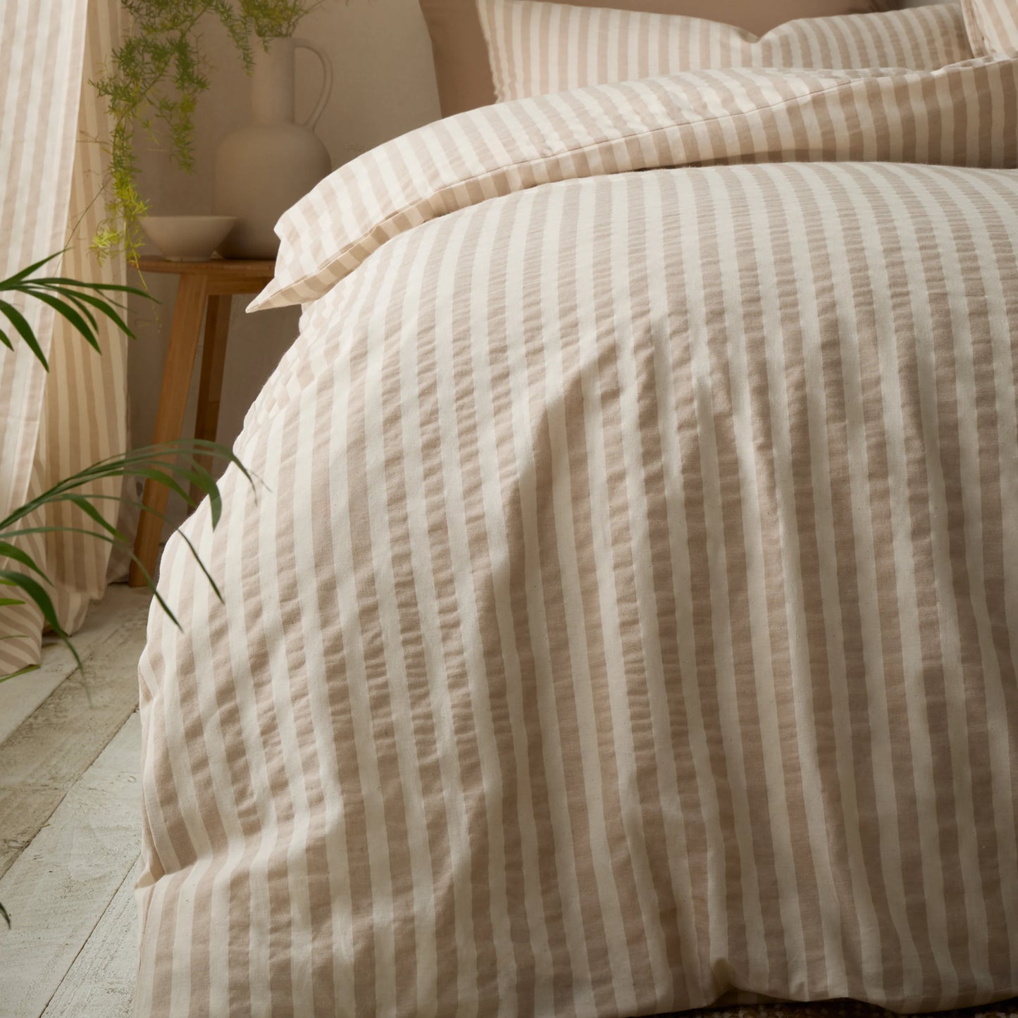 COTTON RICH WOVEN STRIPE QUILT SET