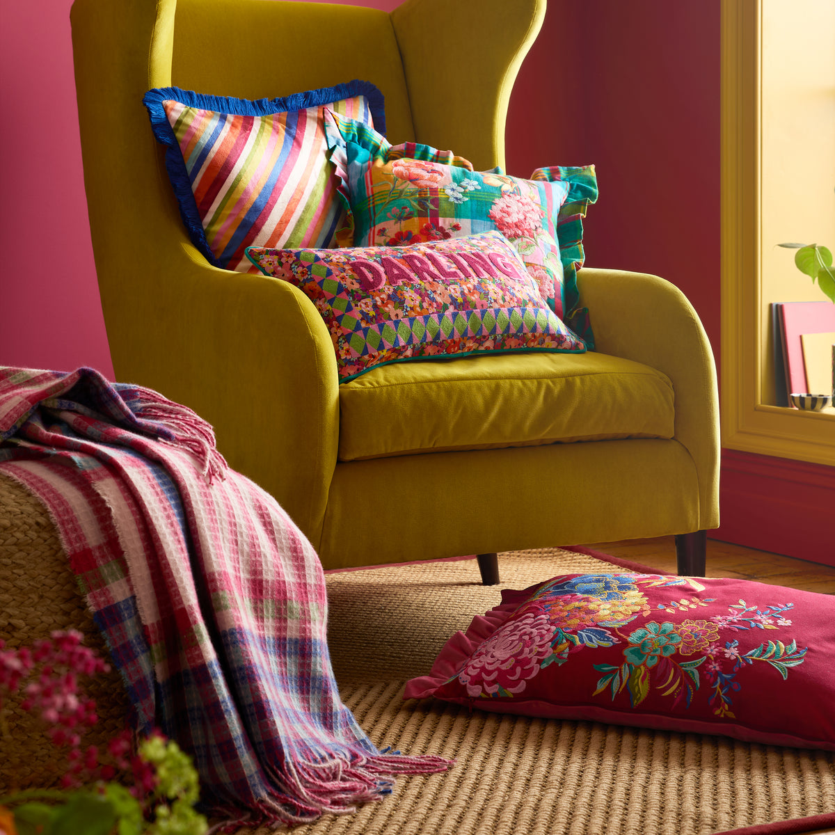 DARLING WAFFLE CHECK BRIGHT BEDSPREAD